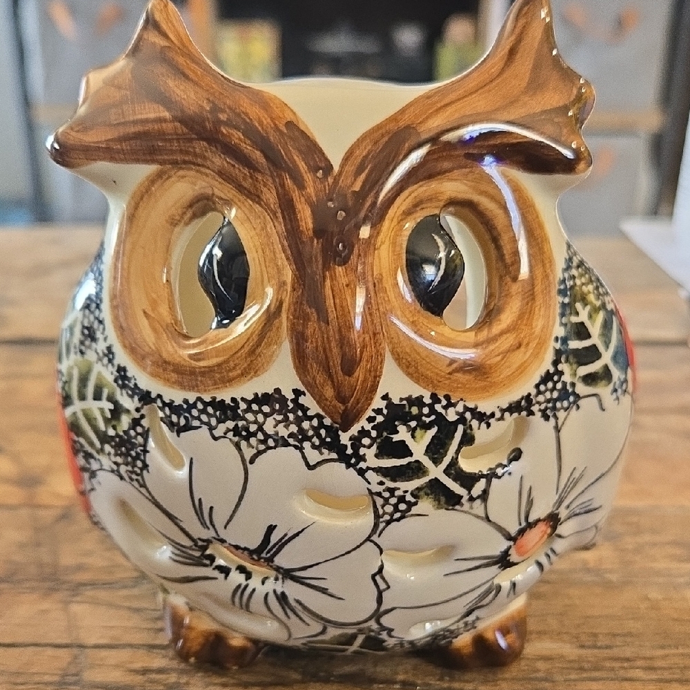 Handmade In POLAND Ceramic Owl Candle Holder